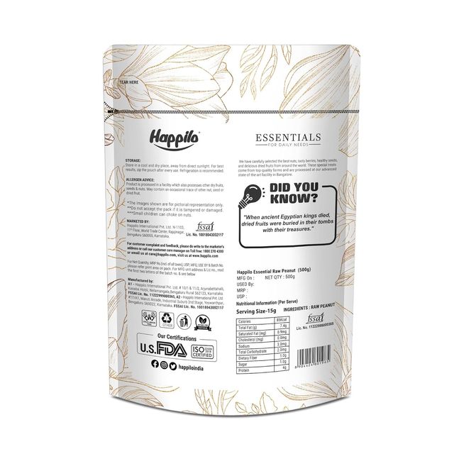 Happilo Essentials Raw Peanut, Plant-based Protein, Healthy Snacks, Guilt-Free