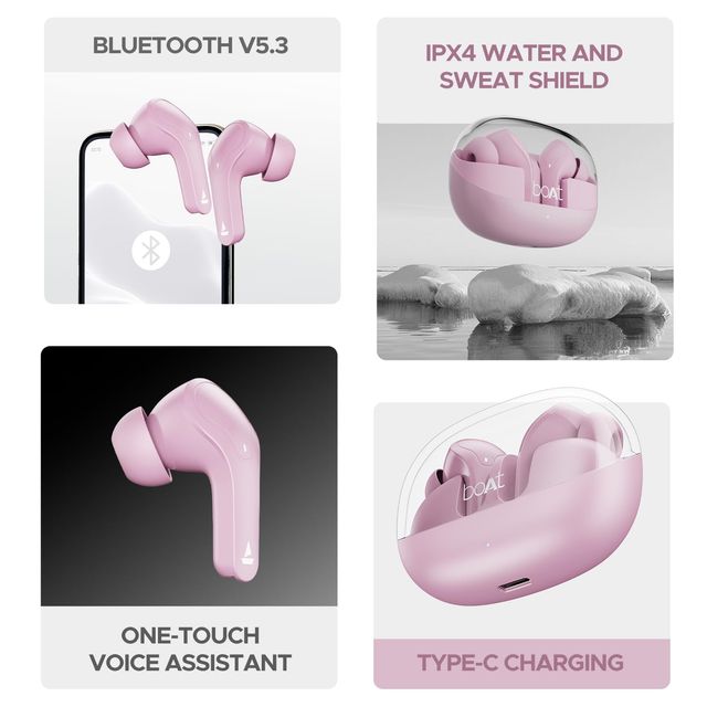boAt Airdopes 311 Pro TWS Earbuds w/ 50H Playtime, ENx Tech, BEAST Mode & ASAP Charge (Lavender Rush)