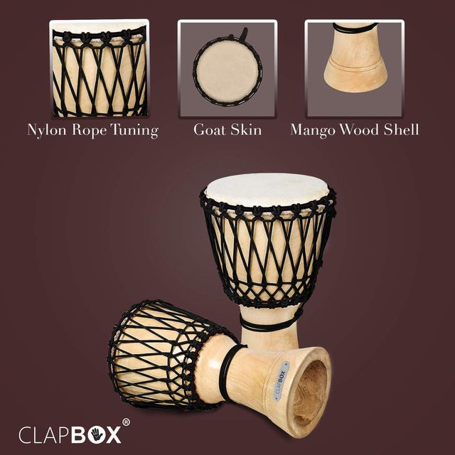 Clapbox Djembe - Mango Wood (10 Inches, Natural)