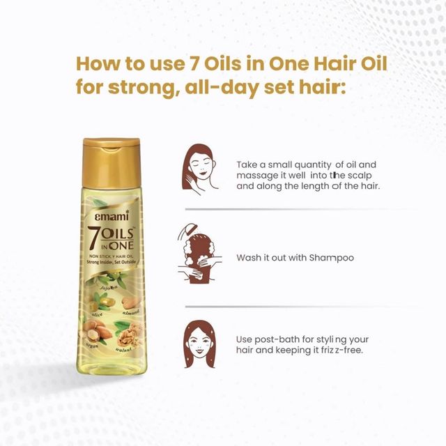 Emami 7 Oils In One Non Sticky & Non Greasy Hair Oil, 20 Times Stronger Hair
