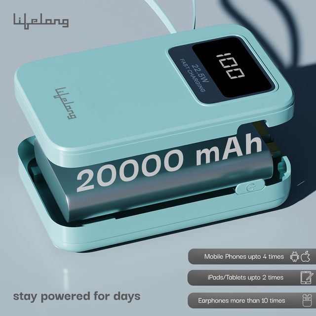 Lifelong AMPCHARGE 20000 mAh 22.5 W CompactPocketSize PowerBank 4 Input/Output Port (LLPBBWA20)