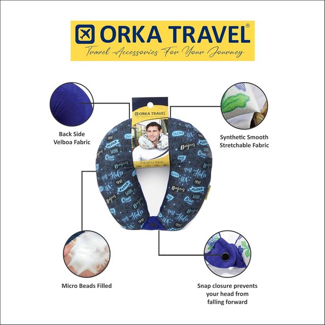ORKA Unisex Printed Spandex Neck Pillow | Blue - One Size