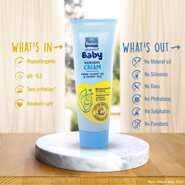 Parachute Advansed Baby Nourishing Cream | Virgin Coconut Oil & Coconut Milk | 24Hour Moisturization