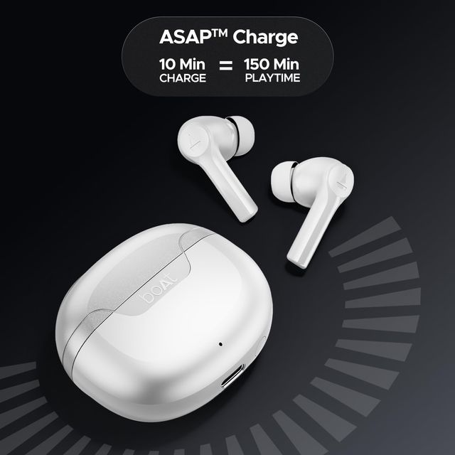 boAt Airdopes 300 TWS Earbuds w/ 50H Playtime, 4 Mics AI-ENx, Spatial Audio & Multi-Point Connectivity (Chrome White)