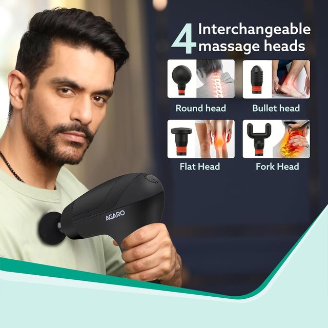 Agaro Icon Gun Massager, 4 Heads, 6 Speed,Percussion Muscle Massager For Full Body Pain Relief