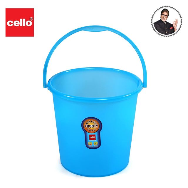 Cello Plastic Frosty Bucket Delux Blue 18 Litre Strong and Durable Buckets Perfect Use in Bathrooms