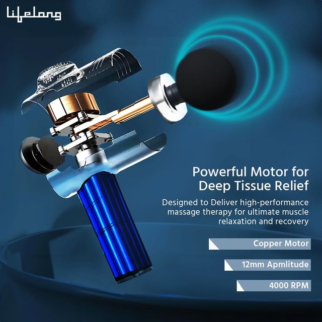 Lifelong Gun Massager for Pain Relief with Cold Compression & 99 Speed Settings - Rechargeable