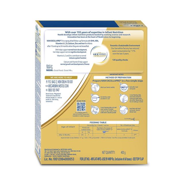 Nestle Nan Excellapro 3 Follow-Up Formula Powder - Stage 3 | After 12 Months