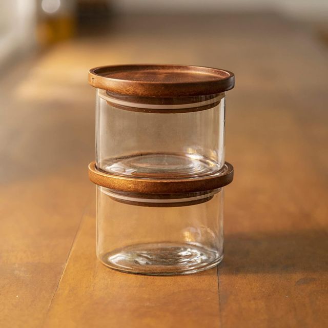 Ellementry Stackable Glass Jars Set Of 2