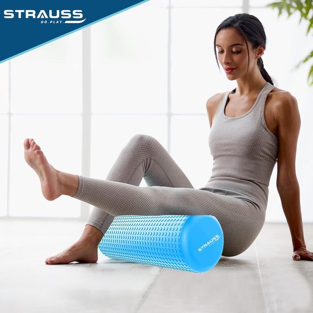 Strauss Yoga Foam Roller | 30 Cm | Blue