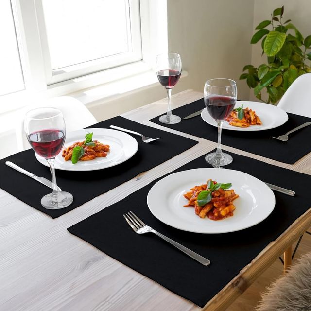 Lushomes Table Mat - Black | Ribbed | 13 x 19 inch