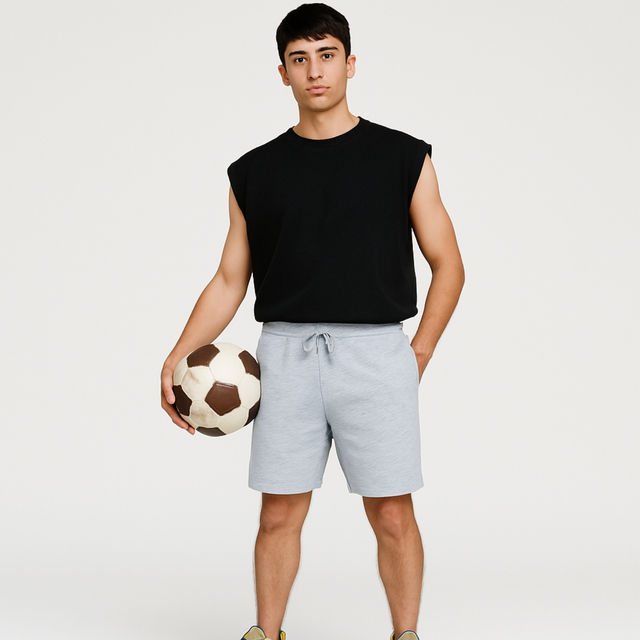 EQL Men's Pure Cotton Shorts | Light Grey Melange - L