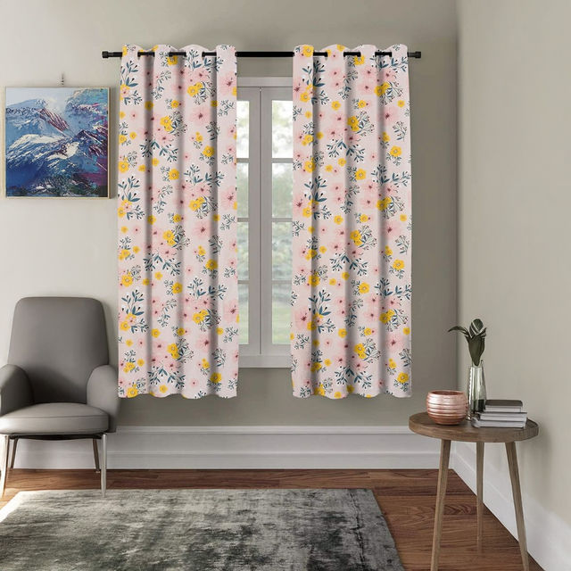 BAY6 Polyester Window Curtains - Set of 2 - (5x4 ft) - Peach