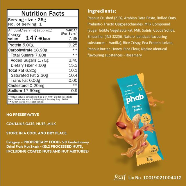 Phab Protein Energy Bar Peanut Butter