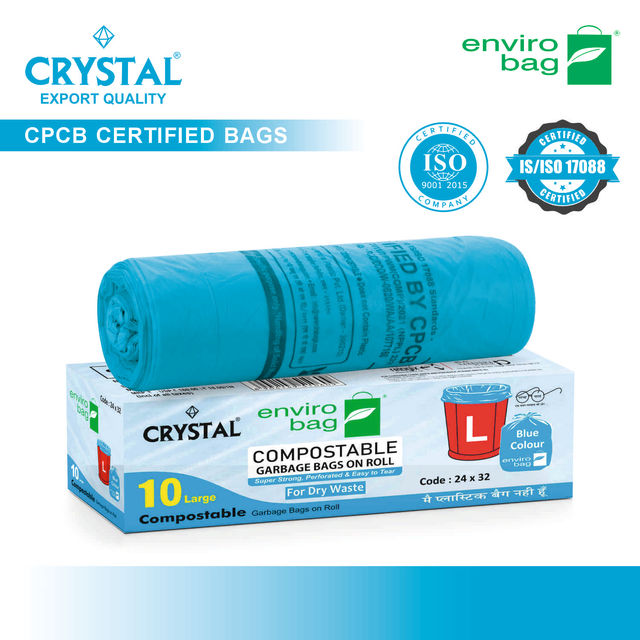 Crystal Large Garbage Bag 24x32 Compostable, Blue Colour 1 pc Combo