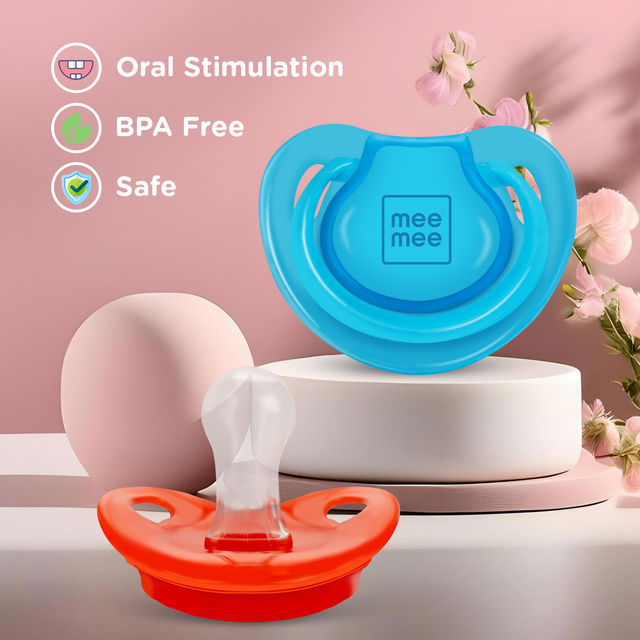 Mee Mee Baby Pacifier Ultra Light Silicone For Kids | Blue and Red | 0 - 2 years