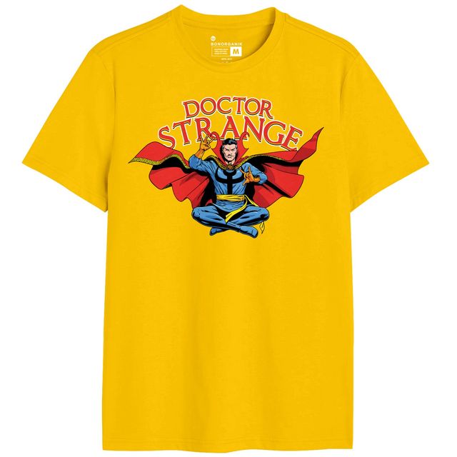 Bonorganik Men's Doc Strange Graphic Printed T-shirt | Yellow - M