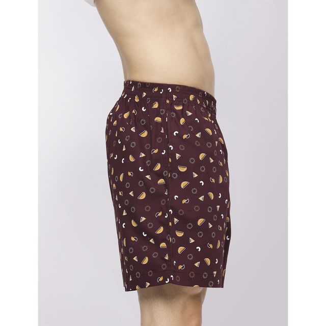 Frenchie Men s Printed Cotton Boxer Shorts | Geometirc Shape Brown | L