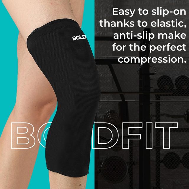 Boldfit Black Knee Caps for Men & Women | Medium Size Support for Active Lifestyles