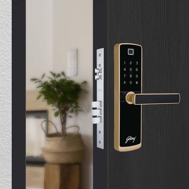 Godrej Smart Lock Catus Connect | Digital Lock | 5-in-1 Access | WiFi, Fingerprint, Pin | Gold