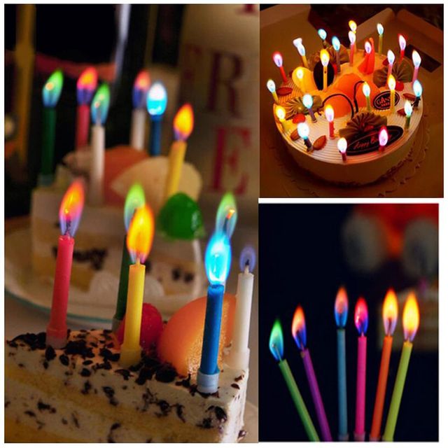 Party Propz Multicolor Flame Birthday Cake Candles - Pack Of 12