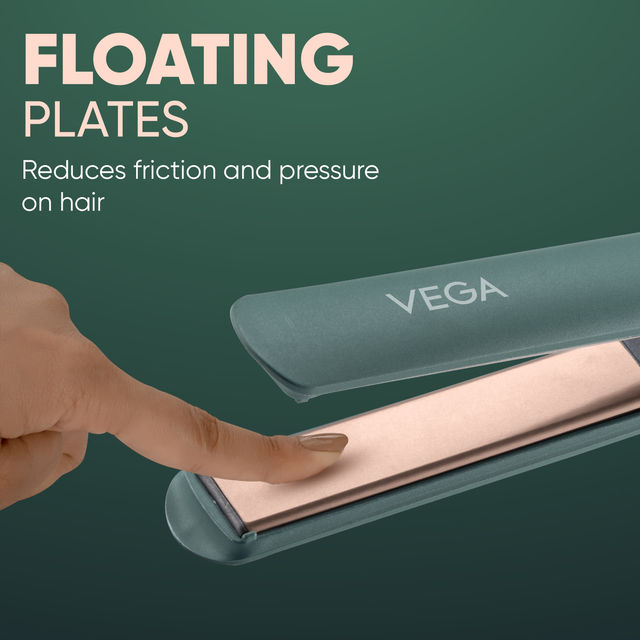 VEGA Salon Smooth Hair Straightener For Women With Ceramic Coated Plates Green (Vhsh-42)