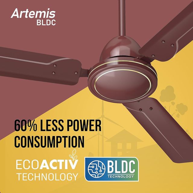 Havells Artemis BLDC Motor Ceiling Fan,1200mm,Remote Control,5 Star Rated, 100% Copper Motor, Brown