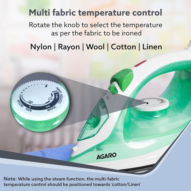 Agaro Regal Steam Iron, 1200W, Fast Heating,Swivel Cord, Spray Steam/Dry Function, 200 Ml Tank