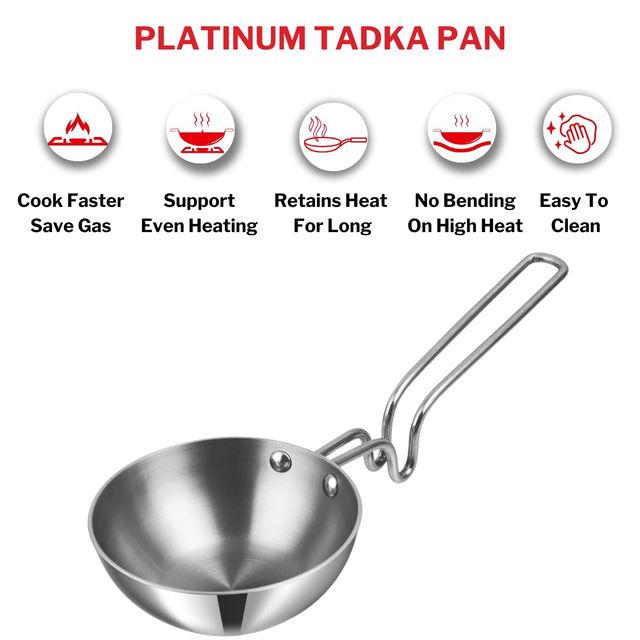 Vinod Platinum Triply Stainless Steel Tadka Pan - Large