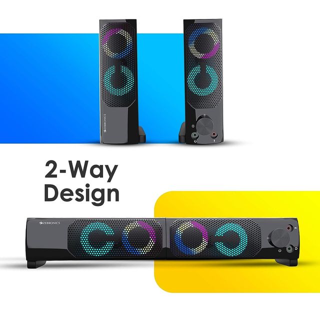 Zebronics Wonder Bar 10 Usb Powered 2.0 Computer Speaker, wired With Rgb Lights