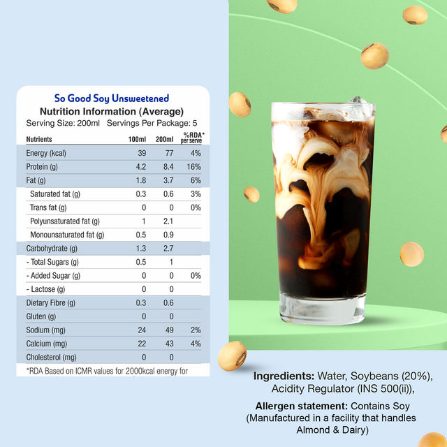 So Good Plant Based Soy Beverage Unsweetened Tetrapack 1 l Combo