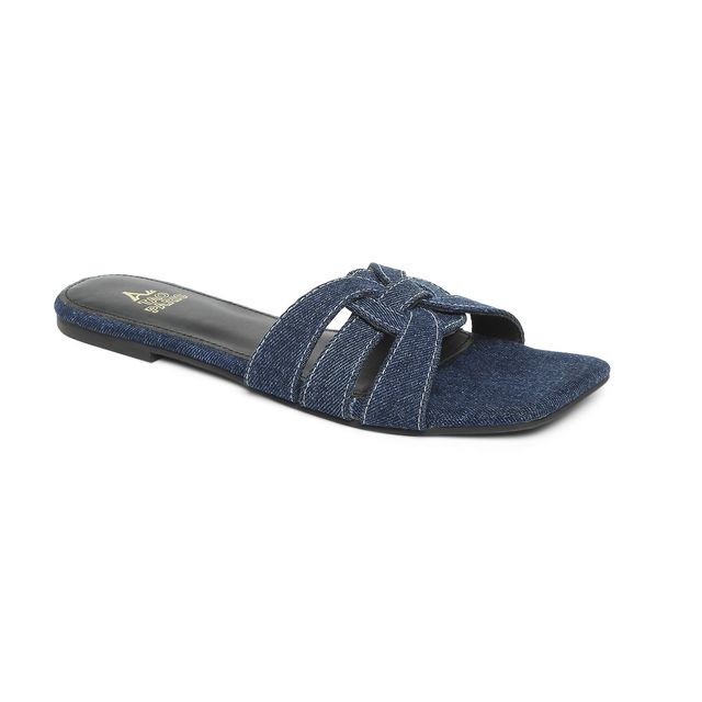 Tao Paris Denim Open Toe Flats Women's Dark Blue | UK3