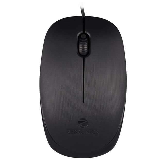 Zebronics Power Wired USB Mouse, 3-Button, 1200 DPI Optical Sensor, Plug & Play, for Windows/Mac