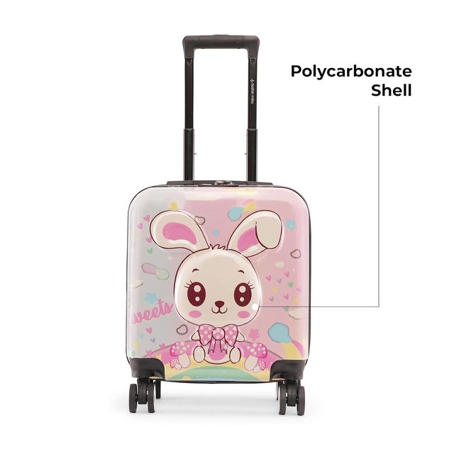 Nasher Miles Tic Tac Toe Zoo Cabin Bunny Hard-Sided Abs 17 Inch-44 cm Kids Trolley Bag - Pink White