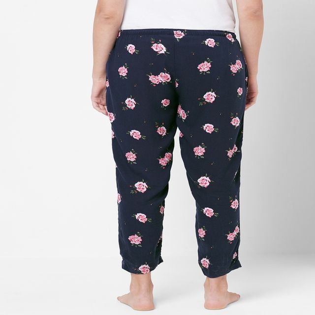 Urban Scottish Women s USWPJ528 Floral Print Viscose Regular Fit Lounge Pants | Navy - S
