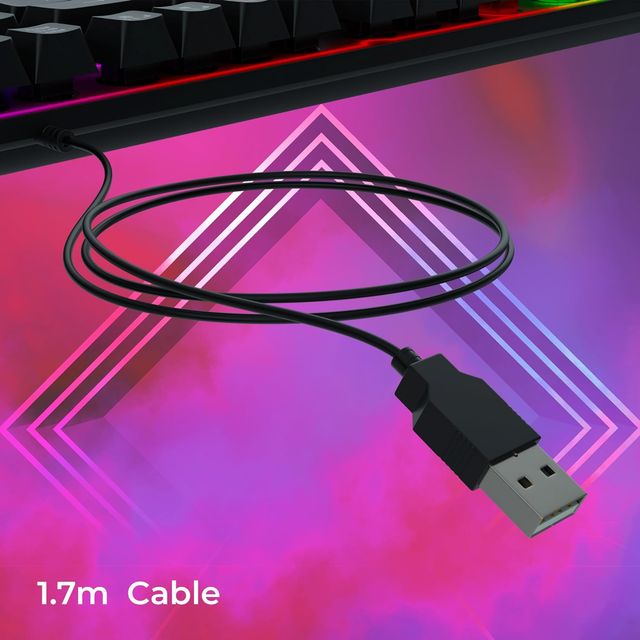 Zeb Transformer K1 Gaming Keyboard, 104 Keys, 1.7M Cable, Multi Color Led Modes, Multimedia Keys