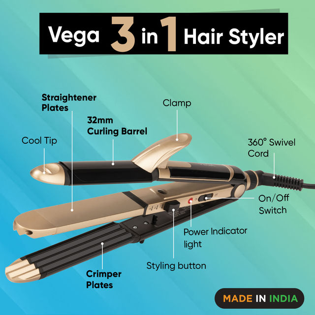 VEGA Vhscc 01 Hair Straightener - 3 in 1 Hair Styler