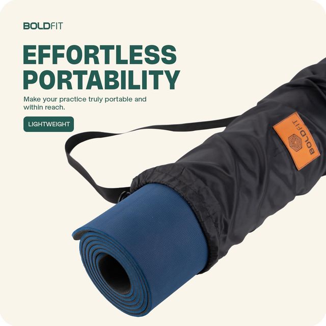 Boldfit Yoga Mat Cover Bag Black For Carrying Exercise Polyester Yoga Mat 