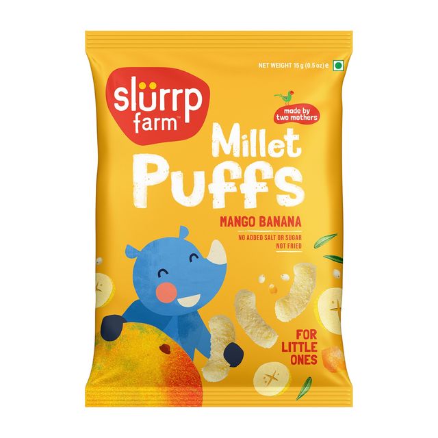 Slurrp Farm No Salt No Sugar Mango Banana Teething Puffs