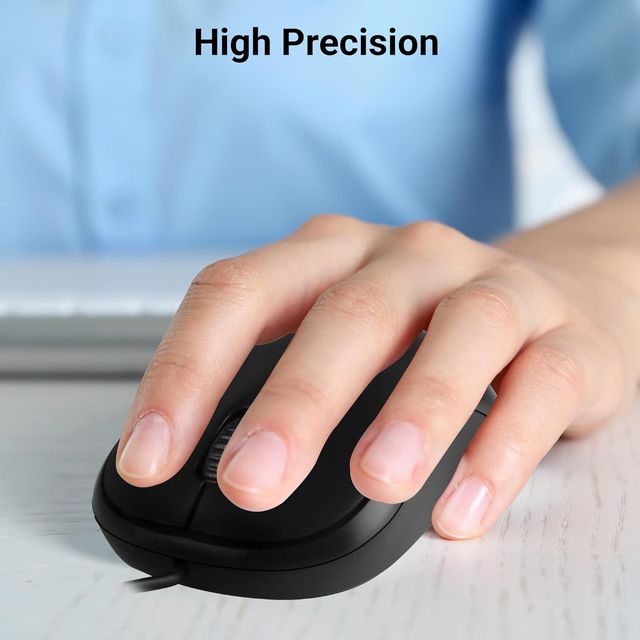 Zebronics Comfort Wired Mouse, 3-Button, 1000 DPI Optical Sensor, Plug & Play, Black