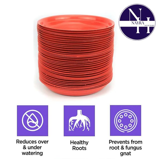 Nayra Plastic Plant Tray / Saucer| 10 inch Terracotta Tray, Set of 15