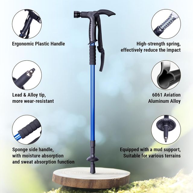 Vector X Trekking Poles Shock Absorbing Adjustable Hiking Or Walking Sticks For Hiking - Assorted