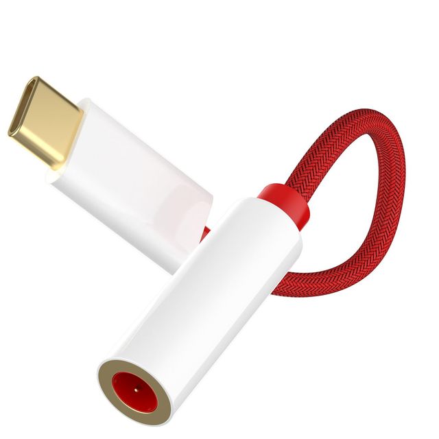 Sounce Type C to 3.5 mm Audio Connector | Compatible with OnePlus & More, Red