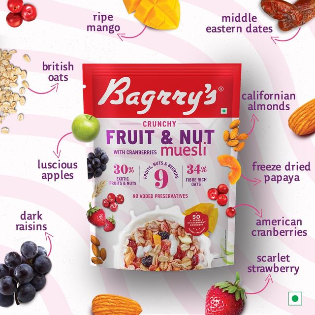 Bagrry's Berry and Nut Muesli | Pouch | Artificial Colour-free, Preservative-free, and Flavour-free
