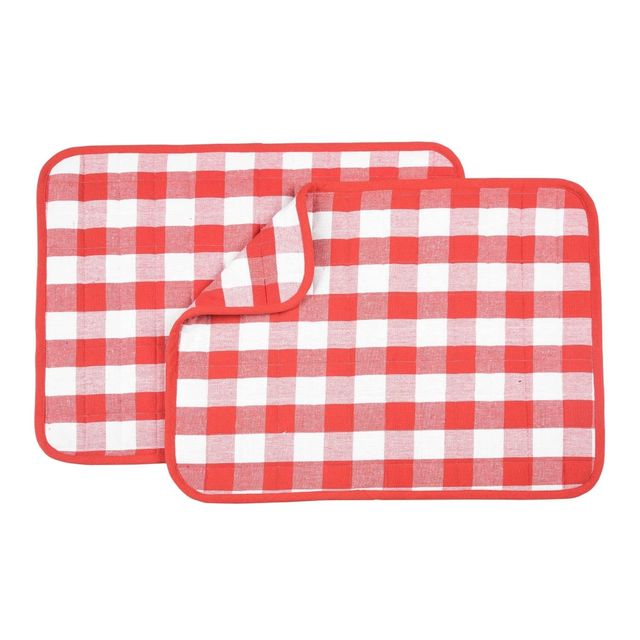 Lushomes Dish Drying Mat - Red Checks | 18 x 24 inch