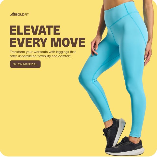 Boldfit Women's Yoga Pants Nylon Stretchable Fitness Leggings | SkyBlue - L