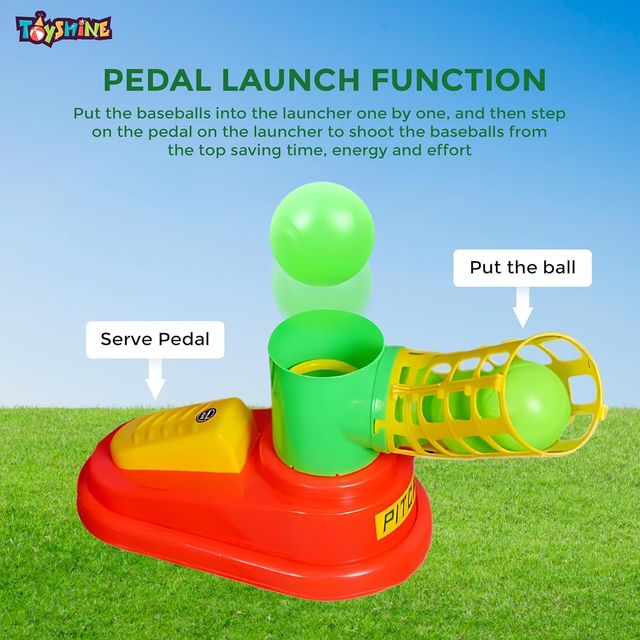 Toyshine Automatic Plastic Pitcher Game Set with Bat and 3 Balls - Assorted