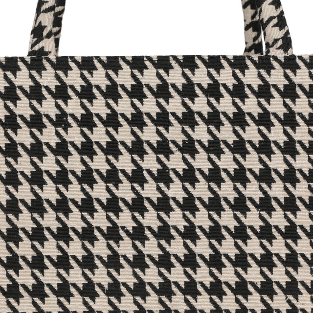 Mini Wesst Women's Geometric Fabric Double Handle Tote Bag | Black