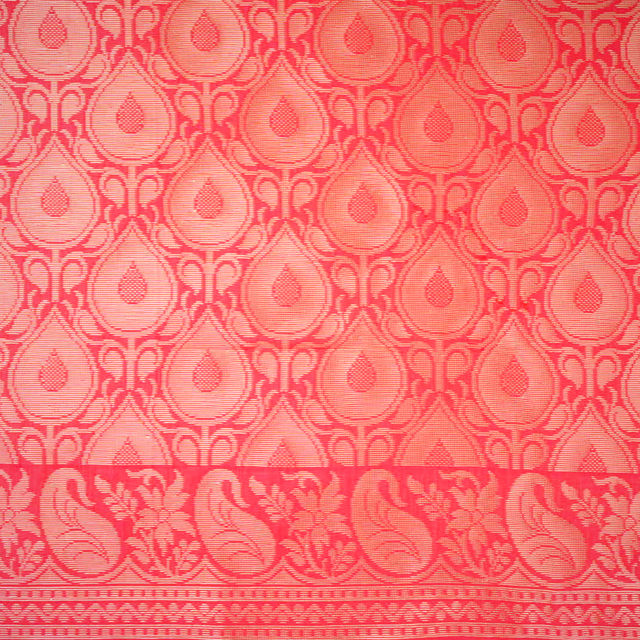 India Silk Emporium Banarasi Silk Saree | White With Red Border - Style 3