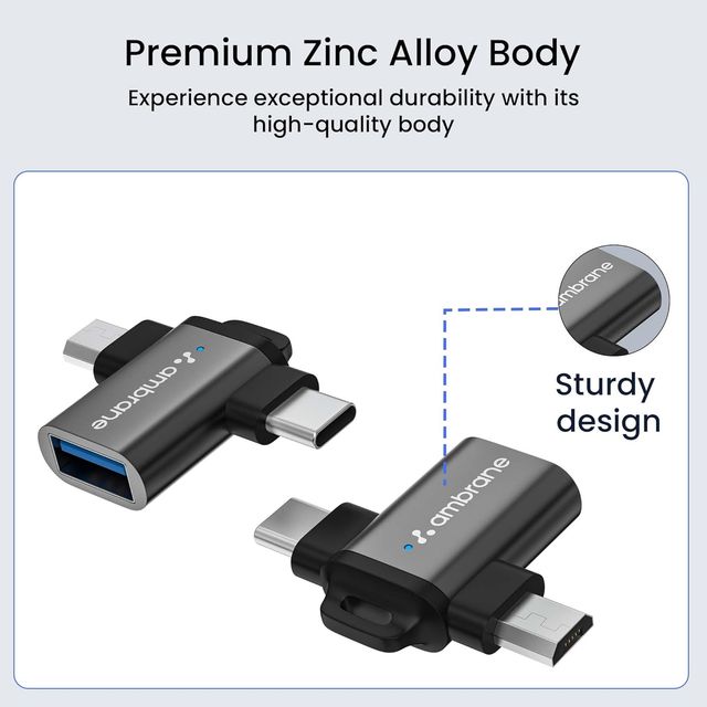 Ambrane Micro USB and USB Type C Adapter - High Speed Data Transfer